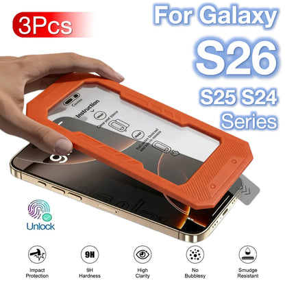 3Pcs Tempered Glass For Galaxy S26 S25 Edge S24 Ultra Plus A57 A37 A36 Screen Protector 9H Mobile Accessories Fingerprint