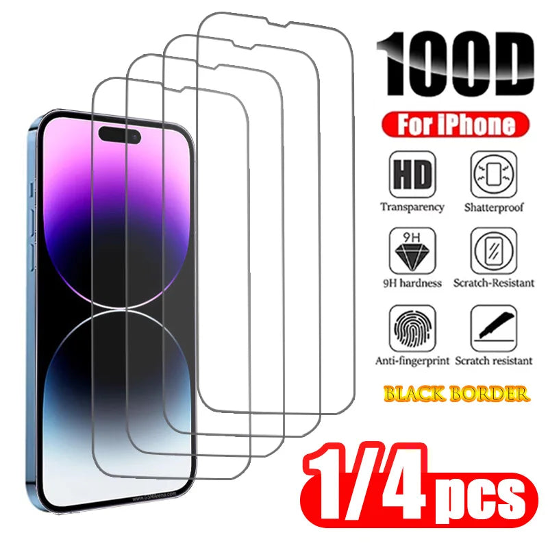 1-4Pcs Tempered Glass For iPhone 17 16 Pro Max 14 15 Plus 11 12 13 Mini SE 2020 2022 Screen Protector for iPhone Air XR X XS Max